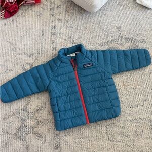 Patagonia Teal Jacket with Red Zipper
